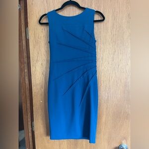 Andrew Marc Blue Midi Dress with Pleated Detail